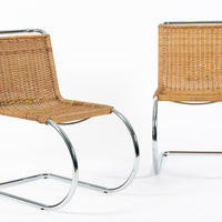 Mies van der Rohe MR10 Cane and Chrome Cantilever Dining Chairs for Stendig, Bauhaus Pair