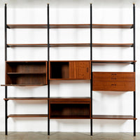 Early Production George Nelson OMNI Three-Bay Modular Walnut Wall Unit by Structural Products, Circa 1961