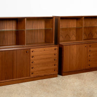 Pair of Swedish Mid-Century Modern Teak Bookcase Display Cabinets, 1960s