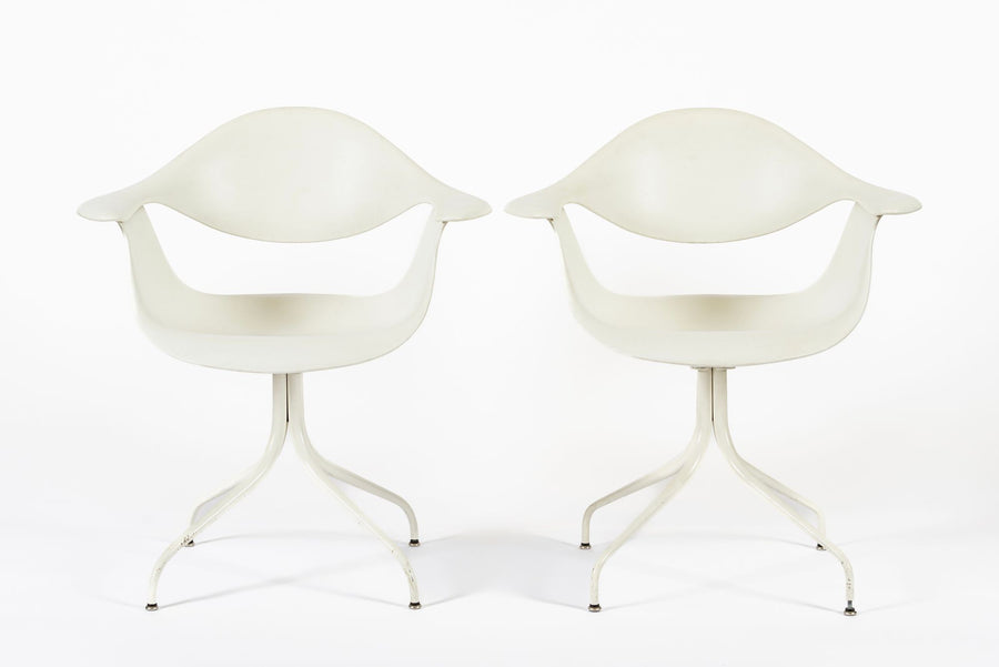 Mid Century White Swag Chairs by George Nelson for Herman Miller