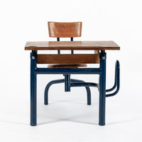 Vintage Antique Wood & Metal Child’s School Desk and Chair in the Style of Jean Prouvé