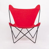 Vintage Mid Century Red Butterfly Canvas and Metal Chair by Knoll, 1970s