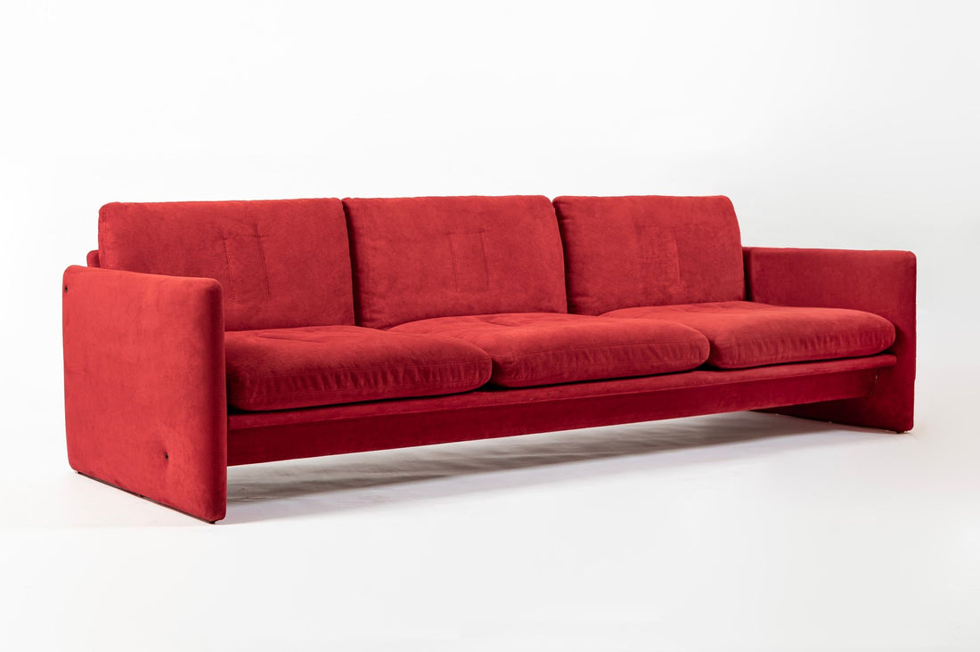 Vintage Italian Modern Red Simone Sofa by Simon International, Italy, Circa 1972