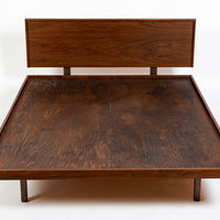 Vintage Mid-Century Walnut Wood Platform Bed by Richard Artschwager (attr.) 1950s
