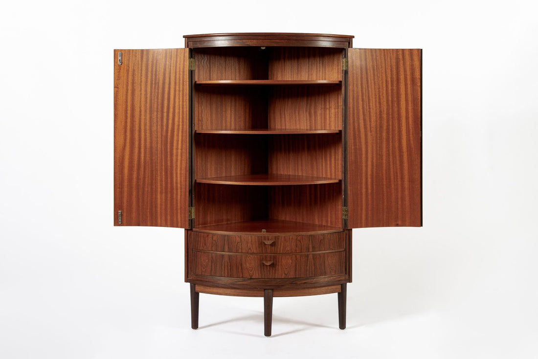 Mid Century Danish Modern Rosewood Corner Cabinet 1960s