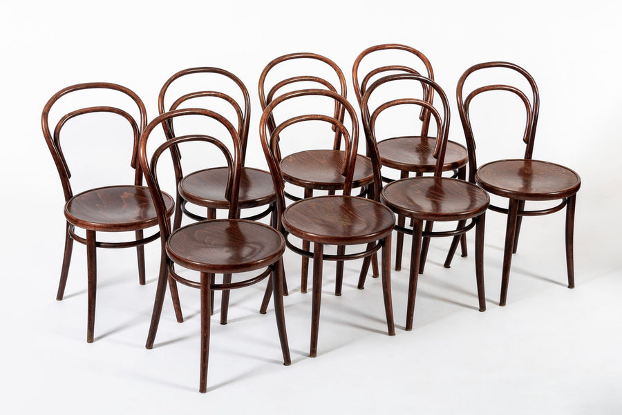 Vintage Bent Wood Cafe Bistro Chairs by Drevounia, Set of 8