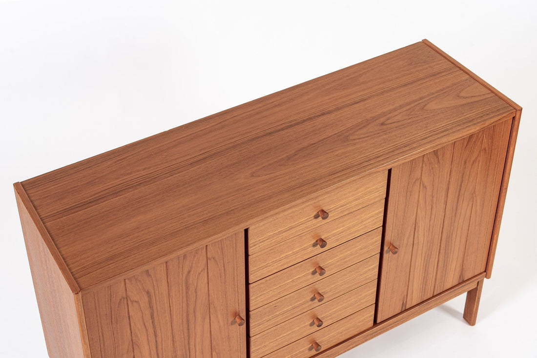 Mid Century Danish Teak Wood Credenza Sideboard Cabinet