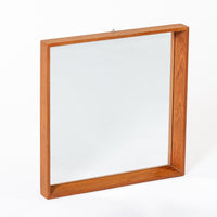 Vintage Mid Century Square Teak Wood Hanging Wall Mirror