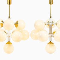 Pair of Mid-Century Modern Sputnik Chandeliers by Szarvasi, Hungary 1970s, 3x Avail