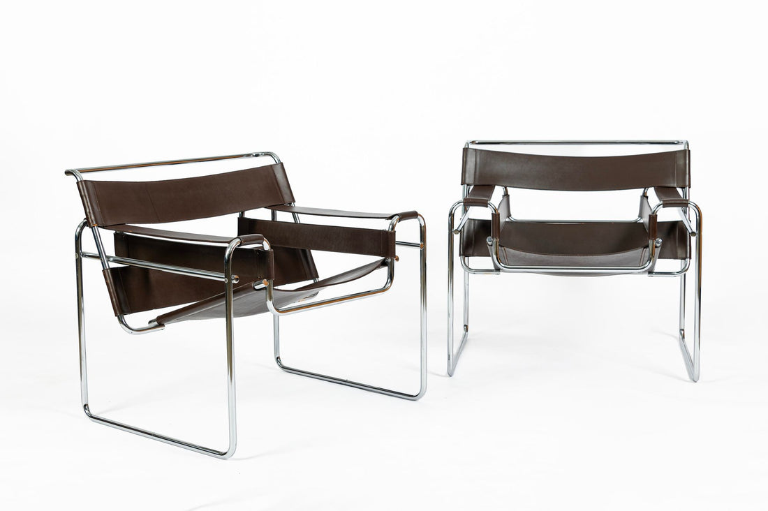 Pair of Mid Century Brown Wassily Chairs by Marcel Breuer for Stendig, 1960s, Labeled