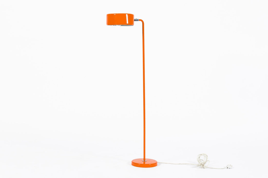 Vintage Mid-Century Modern Orange Floor Lamp by Ateljé Lyktan, Sweden, 1970s