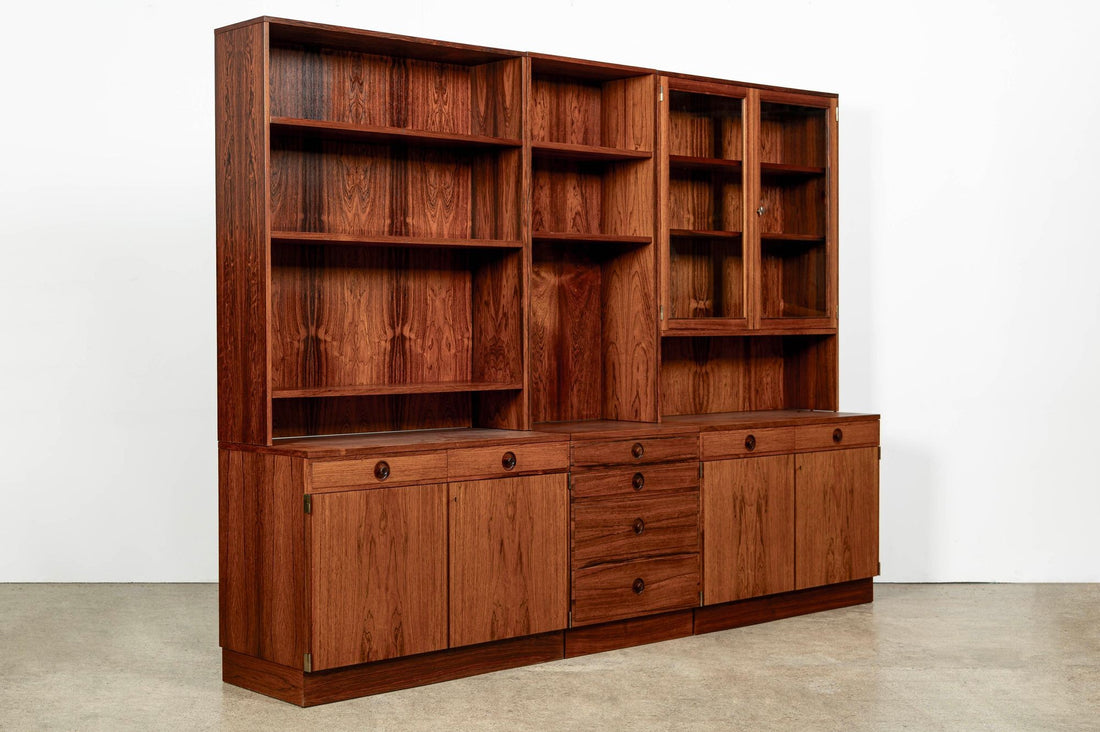 Mid-Century Modern Swedish Rosewood Wall Unit Bookcase by Bertil Fridhagen for Bodafors, 1960s