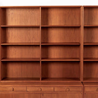Large Mid Century Swedish Teak Wood Bookshelf Wall Unit by Bodafors