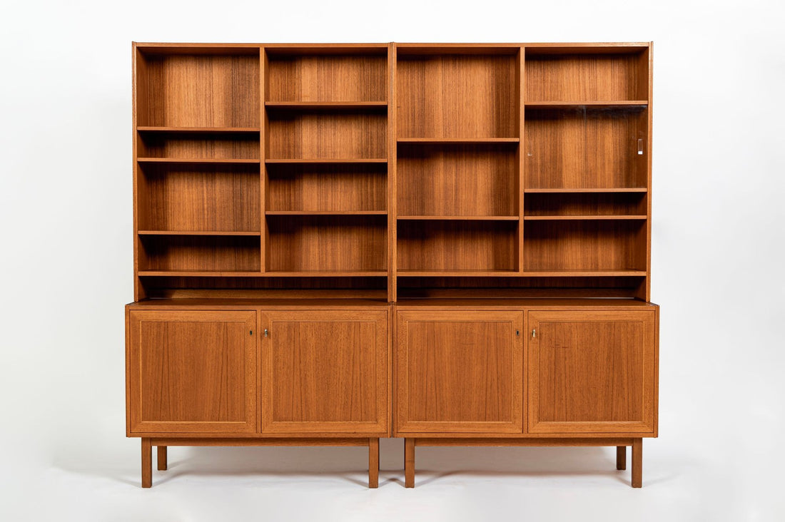 Pair Mid-Century Swedish Modern Teak Bookcase Cabinets, 1960s