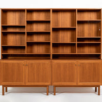 Pair Mid-Century Swedish Modern Teak Bookcase Cabinets, 1960s