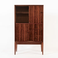 Mid Century Danish Modern Dark Wood Tall Cabinet