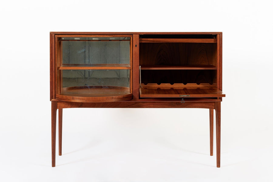 Mid Century Teak Bar Cabinet with Lazy Susan by Fredrik Kayser (attr.)