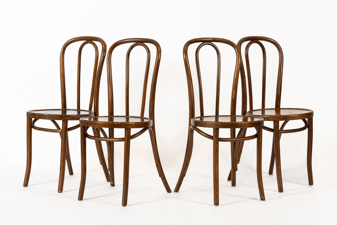 Vintage Antique Bentwood Bistro Cafe Chairs by Thonet Set of 4