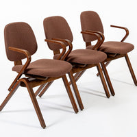 Mid Century Brown Plywood Arm Chairs by Joe Atkinson for Thonet