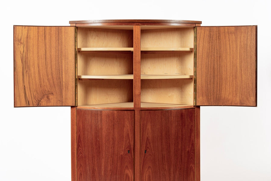 Mid Century Danish Modern Teak Wood Corner Cabinet 1960s