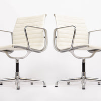 Mid Century White Leather Office Chairs by Eames for Herman Miller