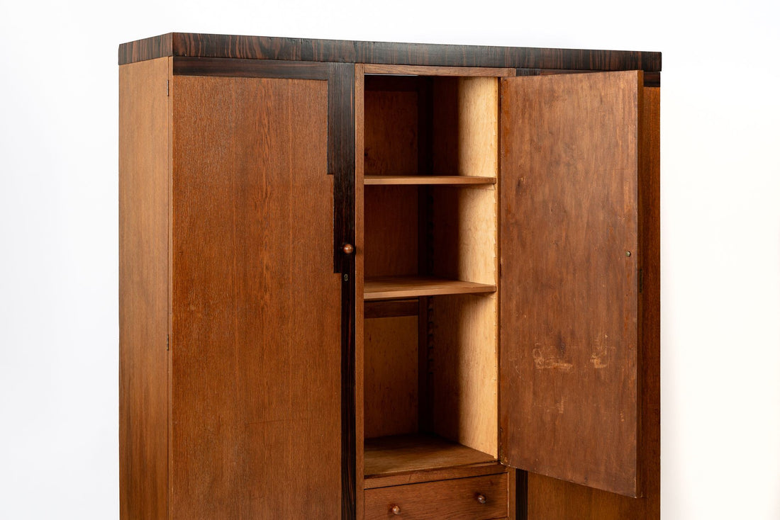 Antique German Art Deco Armoire Wardrobe Cabinet 1930s