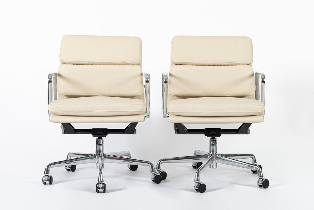 Eames for Herman Miller Tan Cream Office Chairs in Schumacher VEGAN Leather