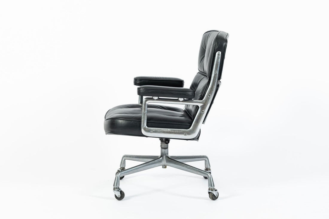 Eames Time Life Executive Lobby Chair Herman Miller Black Leather Office Chair