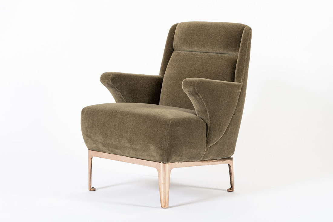 Restored 1940s Art Deco Lounge Chair Mink Mohair, Matching Sofa Available