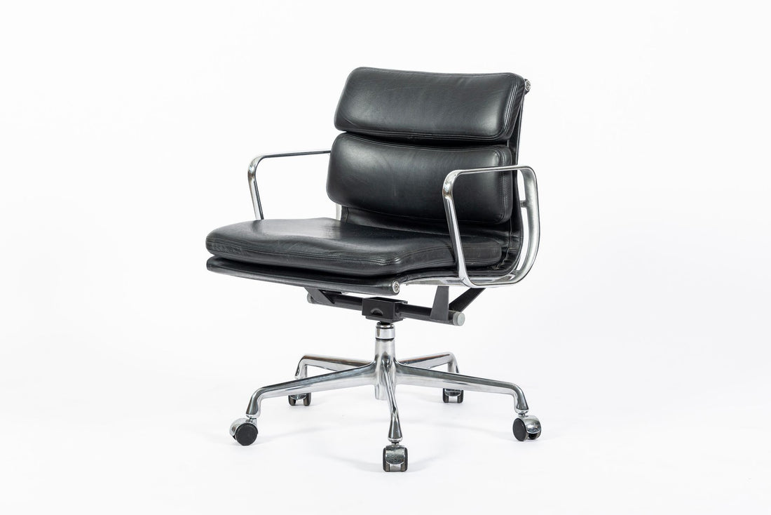 Eames for Herman Miller Soft Pad Black Leather Desk Chair 2000s
