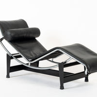 Cassina LC4 Black Leather Chaise Lounge Chair by Le Corbusier 2006