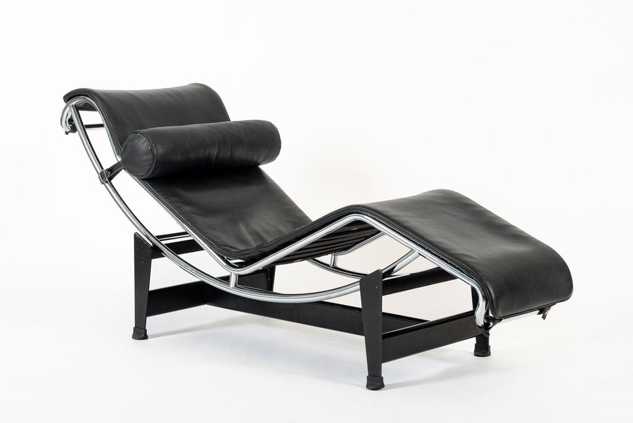 Cassina LC4 Black Leather Chaise Lounge Chair by Le Corbusier 2006