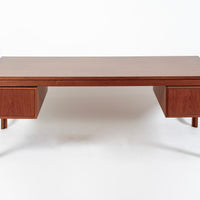 Large Mid Century Danish Modern Mahogany Wood Executive Desk, 2 Matching Avail