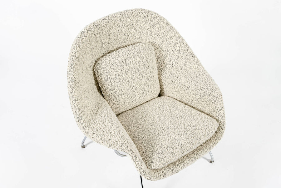 Early Restored Mid Century Ivory Wool Womb Chair by Saarinen for Knoll, Multiples/Custom Avail