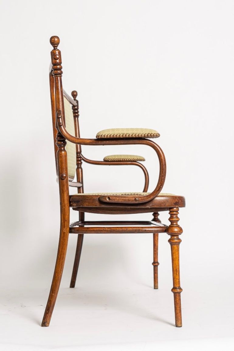 Antique Art Nouveau Bentwood Loveseat Bench and Side Chairs Salon Suite, 1900s