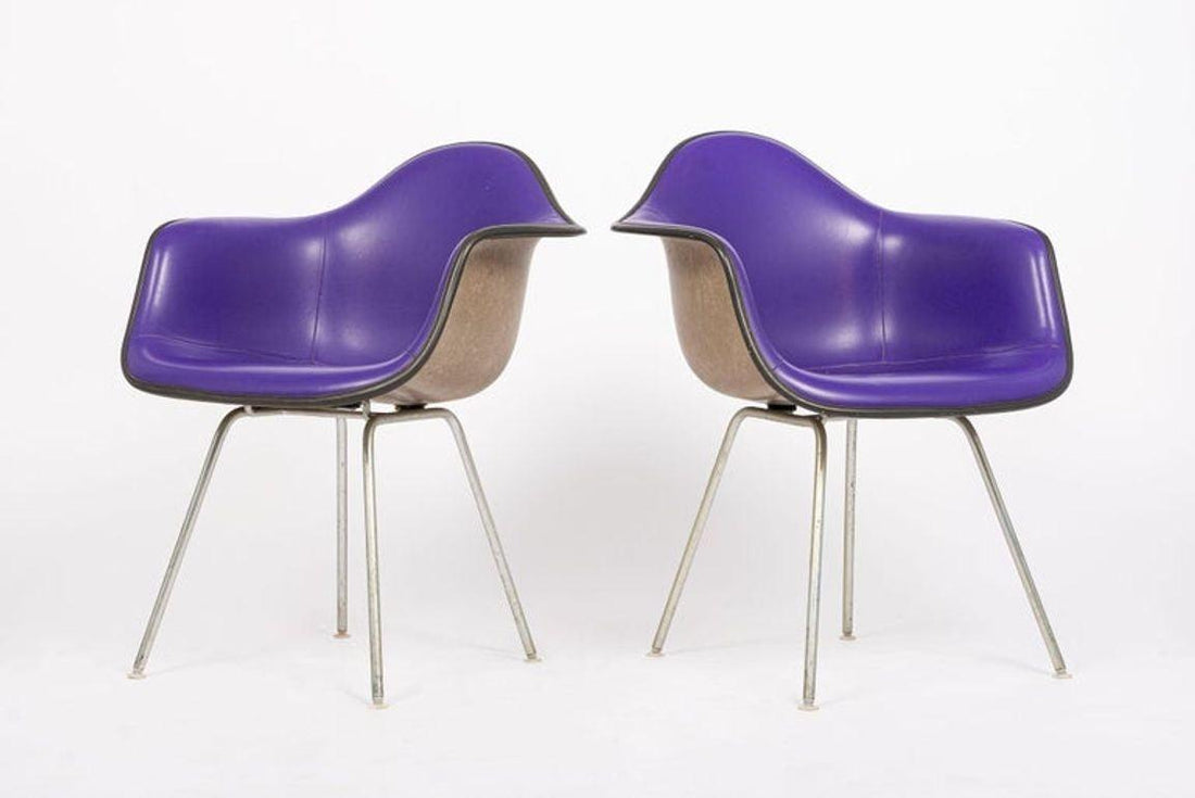 Mid Century Purple DAX Lounge Chairs by Eames for Herman Miller, 1960s