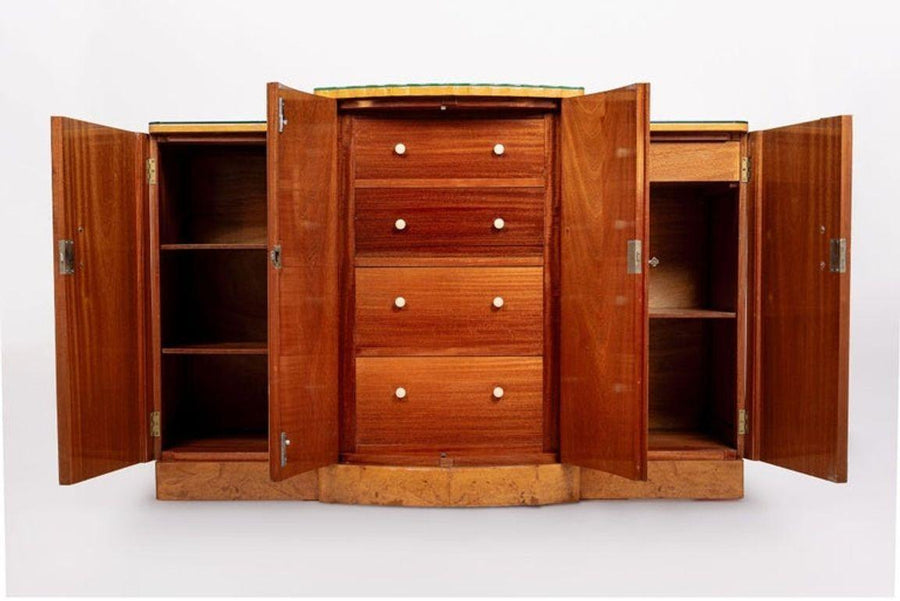 Exceptional Antique Art Deco Maple Wood Bar Cabinet or Sideboard 1930s