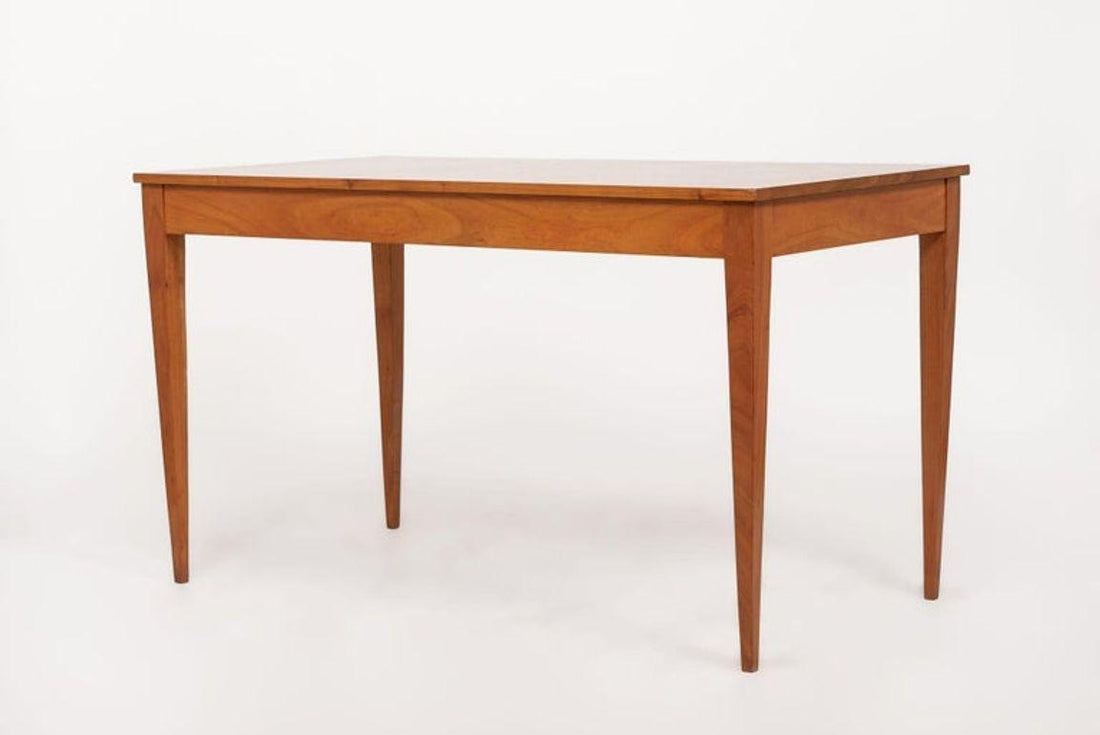 Antique French Art Deco Cherry Wood Writing Desk Table by Jacques Quinet