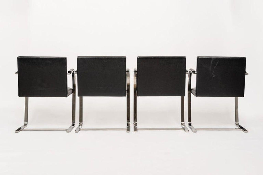 Mid Century Black Brno Chairs by Mies van der Rohe for Knoll Set of 4