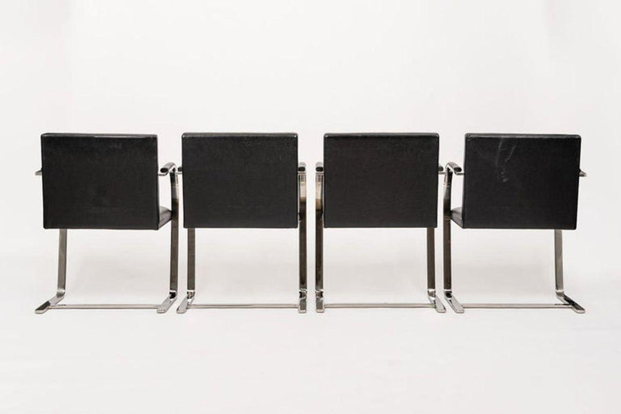 Mid Century Black Brno Chairs by Mies van der Rohe for Knoll Set of 4