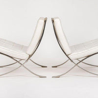 Mid Century White Barcelona Chairs by Mies van der Rohe for Knoll, 1970s