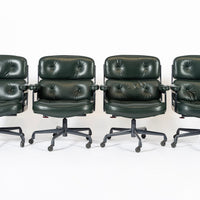 Time Life Green Leather Office Chairs by Eames for Herman Miller, 1996 Set of 4
