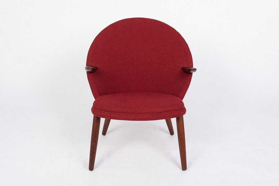 Danish Mid Century Modern Red Upholstery Lounge Chairs by Kurt Olsen, 1960s