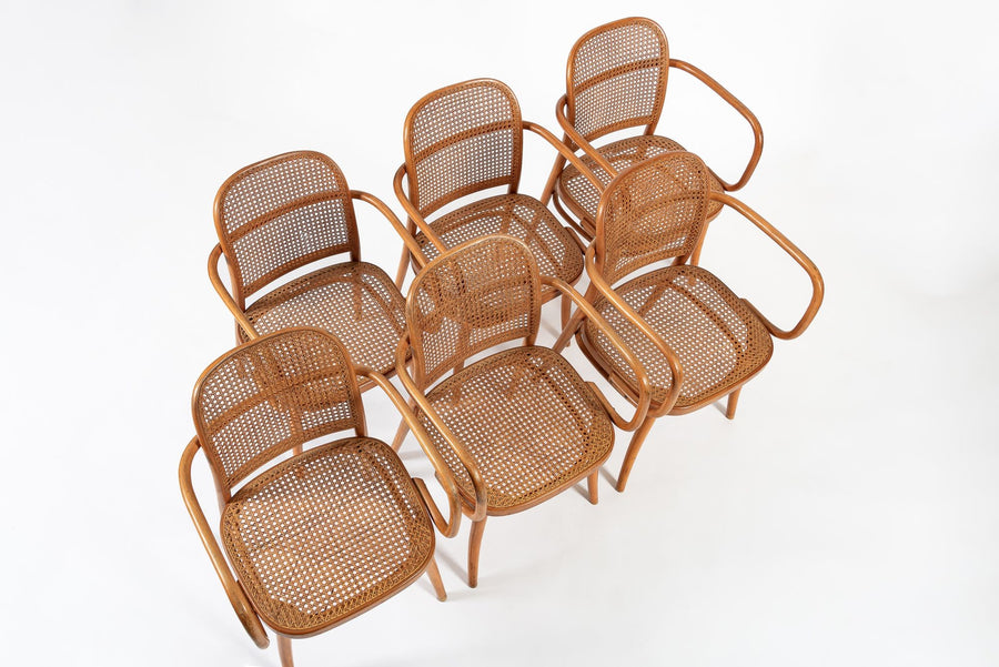 Vintage Bent Wood & Wicker Cafe Chairs by Josef Hoffman for Ligna