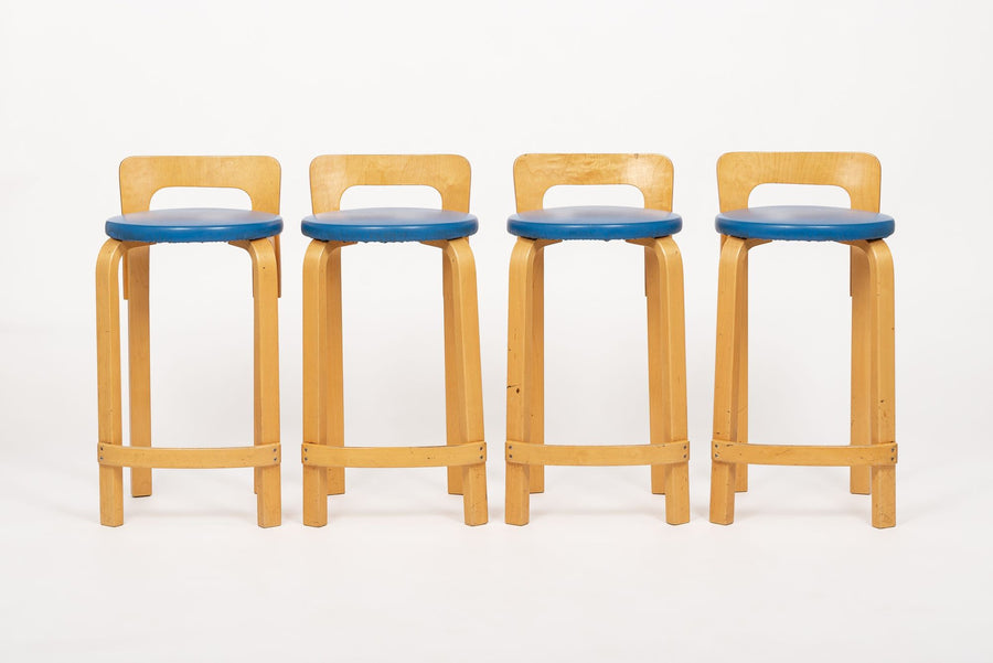 Mid Century Finnish Birch Wood K65 Stools by Alvar Aalto for Artek