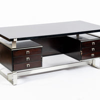 Postmodern Italian Rosewood and Metal Writing Desk by Abbondinterni, 1970s