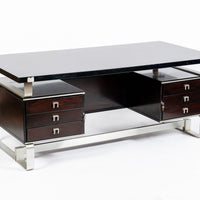 Postmodern Italian Rosewood and Metal Writing Desk by Abbondinterni, 1970s