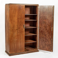Antique French Art Deco Mahogany Wardrobe Armoire Cabinet, 1940s