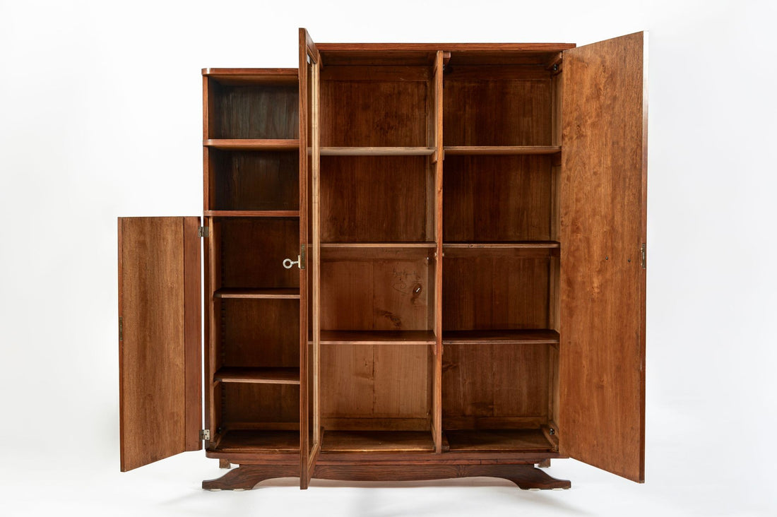 Antique French Art Deco Rosewood Vitrine Display Cabinet or Bookcase, 1940s