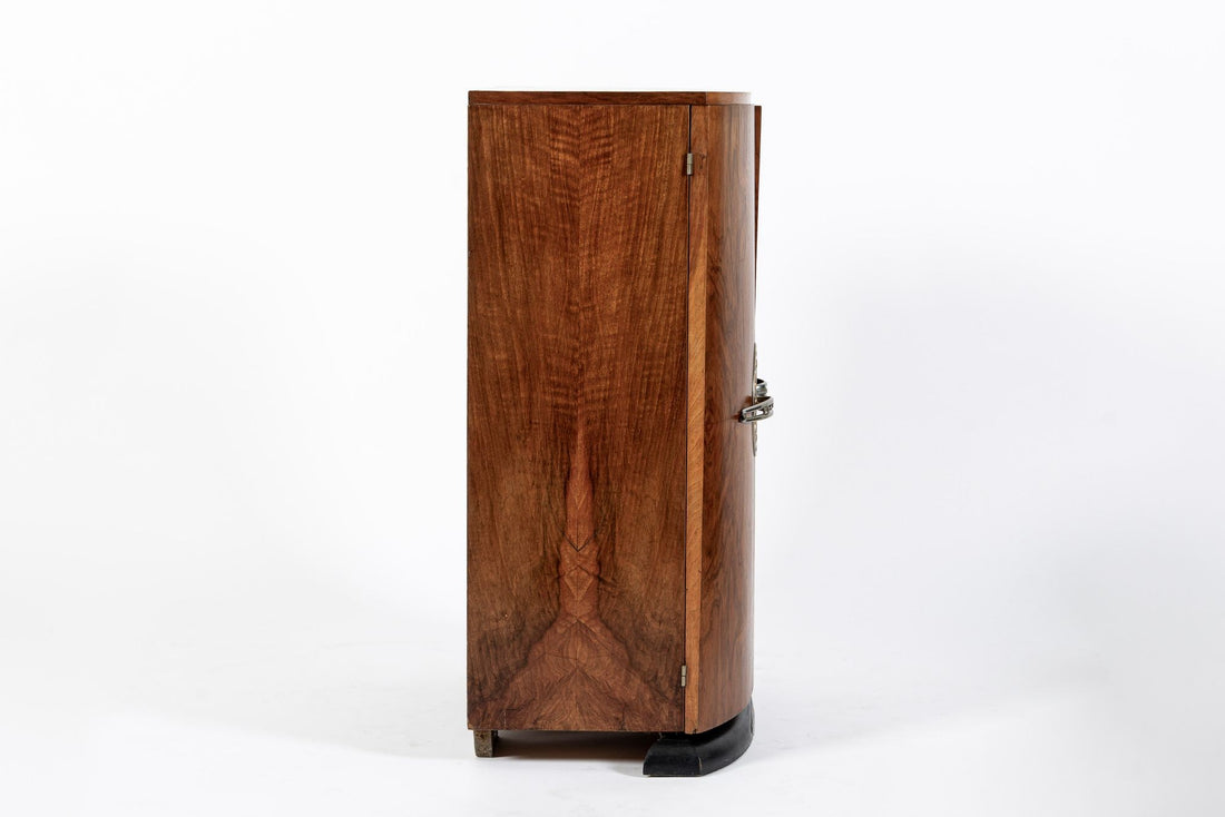 Antique Art Deco Small Burlwood Drinking Cabinet, 1930s